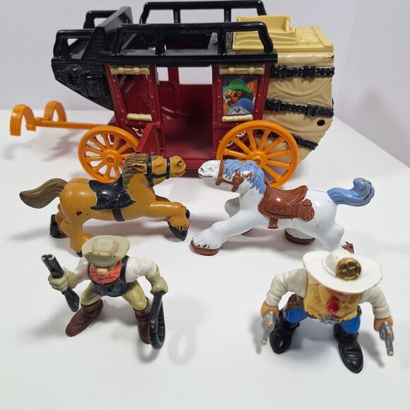 Great Adventures Wild West Western Stagecoach Cowboys Horses Fisher Price - Picture 8 of 16